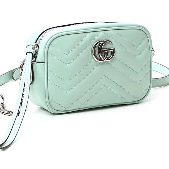 GUCCI Marmont small leather camera bag pastel sea foam green - Picture 12 of 13